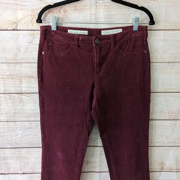 Pilcro & The Letterpress Serif Size 27 Slim St Leg Corduroy Maroon Pants Jeans - Picture 2 of 11